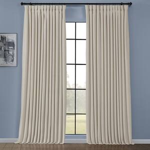 Au Lait Creme Velvet Rod Pocket Room Darkening Curtain - 100 in. W x 84 in. L
