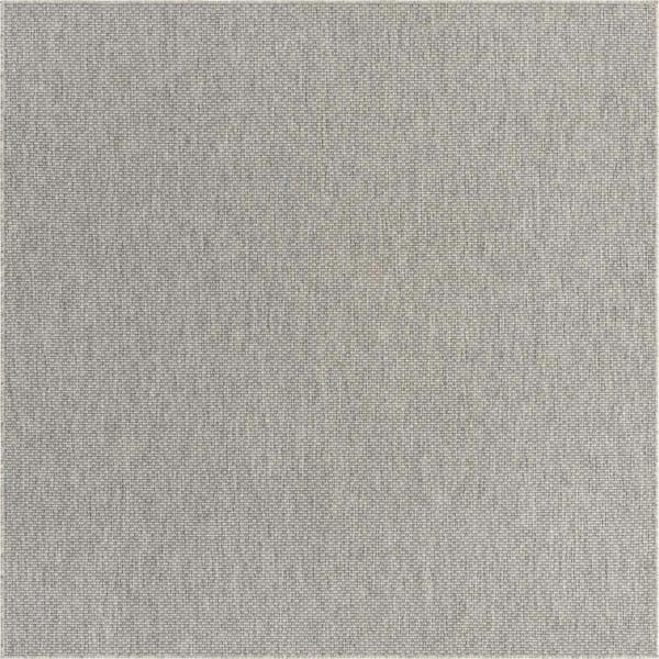 Unique Loom Outdoor Solid Solid Light Gray 8 ft. Square Area Rug