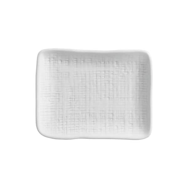 7.08 in. New White Stoneware Rectangular Platter Juta (Set of 4)