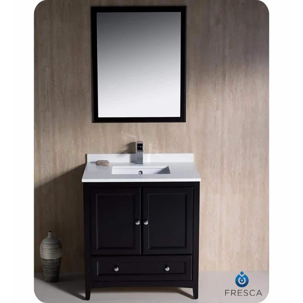Espresso Engineered Wood 30" Freestanding Single Vanity Base