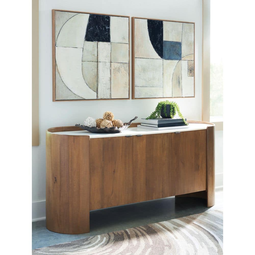 Fitzroy Brown/White 29.5 in. Accent Cabinet with 3 Shelves and Doors price history on PriceWatchPro