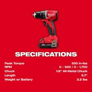 M18 18V Lithium Ion Brushless Cordless 1/2 in Compact Drill & Impact Driver w/(2) 2.0 Ah Batteries, Charger, Tool Bag