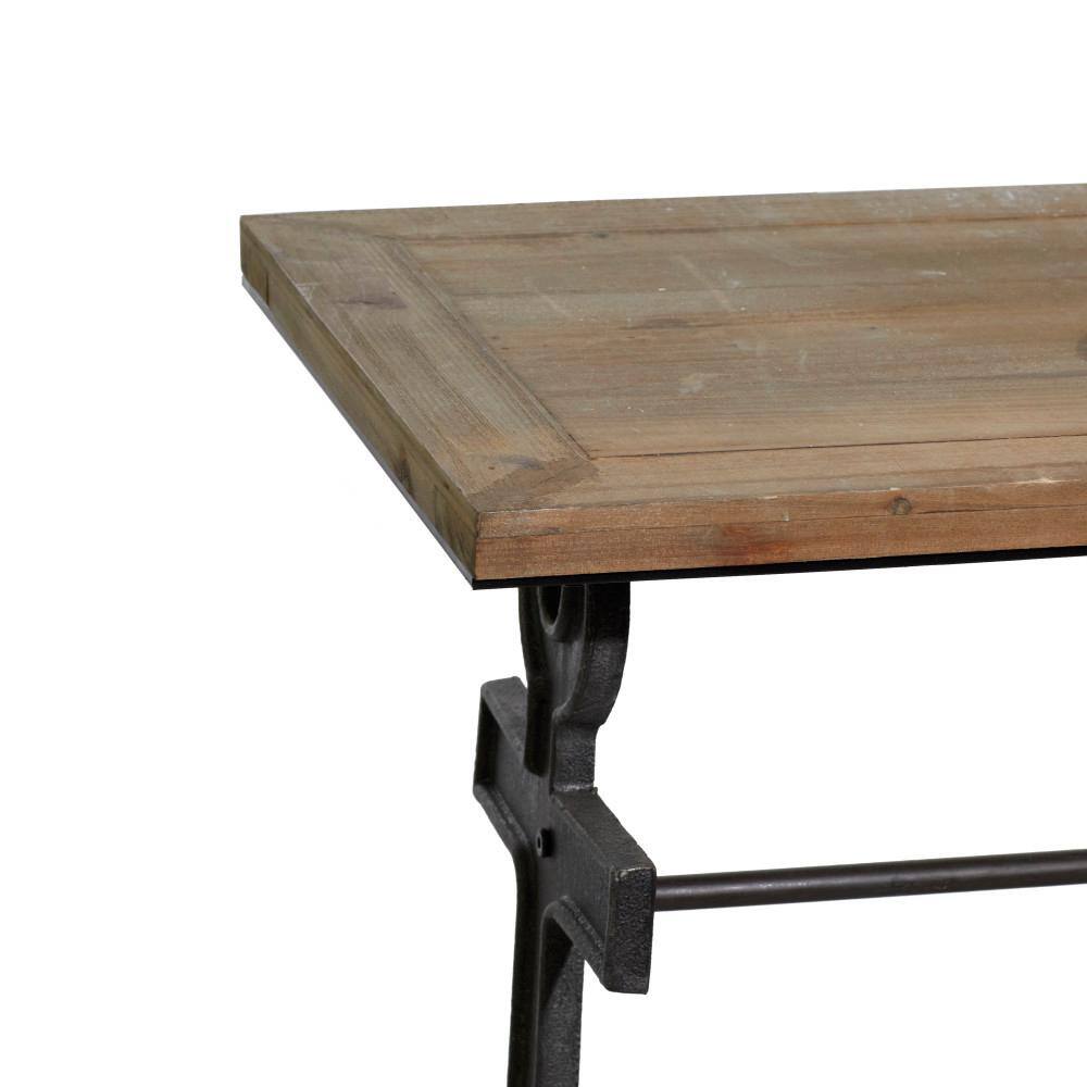 Black Solid Anchor Coastal Console Table with Brown Wood Top, 48"W x 31"H
