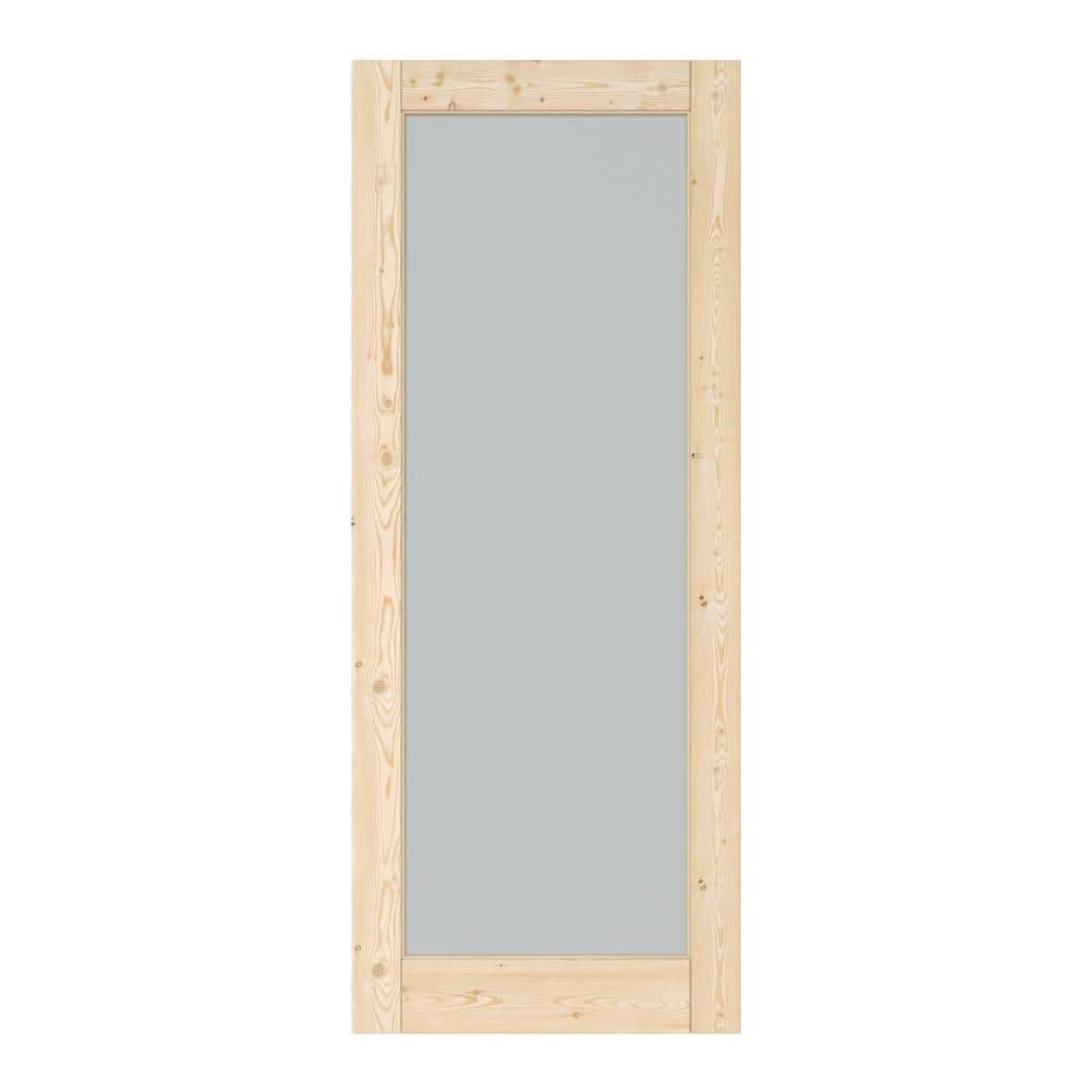 ARK DESIGN 32 in. x 80 in. Unfinished Solid Core Pine Wood 1Lite Tempered Frosted Glass