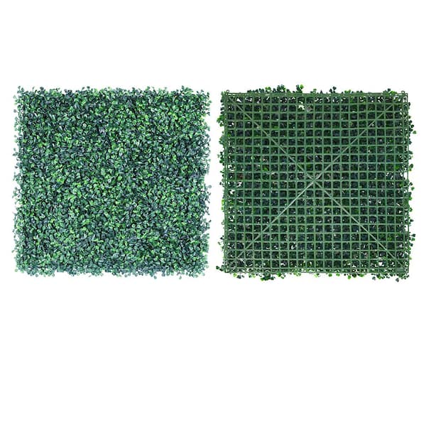 Unbranded 1.5 in. 12 Piece 20 in. x 20 in. Plastic Artificial Boxwood Hedges Grass Wall Panels for Indoor Outdoor Green Wall Decor