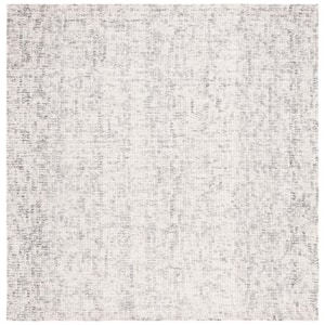 Abstract Gray/Ivory 6 ft. x 6 ft. Contemporary Marble Square Area Rug