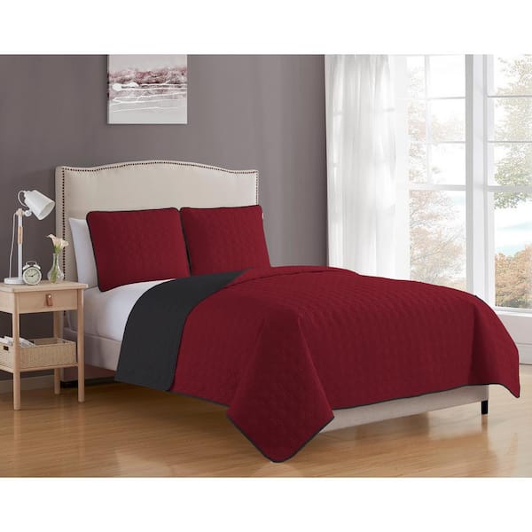 Ultra Soft Reversible Comforter Set King Burgundy/Black