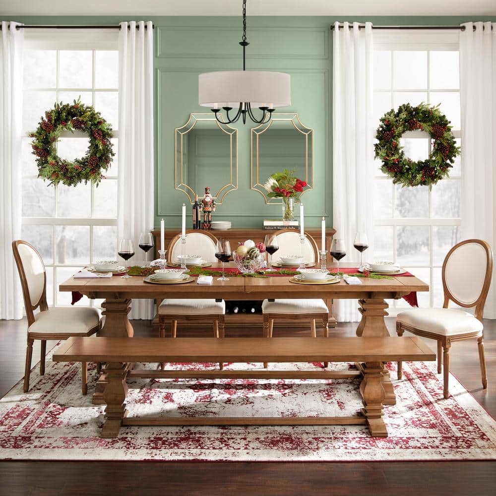 Burgundy and Tan Low Pile Synthetic Area Rug