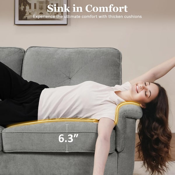 Allwex Zephyr 87 in. Straight Arm 2-Piece Polyester Modern L