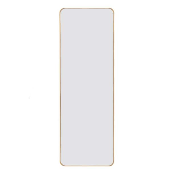 Unbranded 22 in. W x 65 in. H Modern Rectangular Rounded Metal Frame Gold Floor Mirror