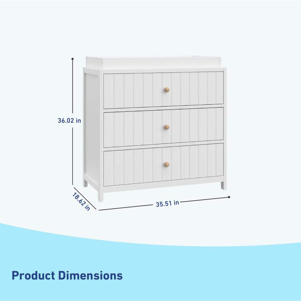 White 3-Drawer Chest with Changing Table Topper