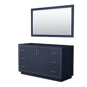 Icon 59.25 in. W x 21.75 in. D x 34.25 in. H Single Bath Vanity Cabinet without Top in Dark Blue with 58" Mirror