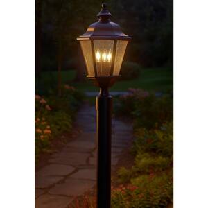 Edgewater 21.25 in. 3-Light Black Low Voltage Outdoor Pier or Post Mount