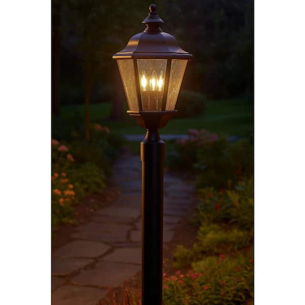Edgewater 21.25 in. 3-Light Black Low Voltage Outdoor Pier or Post Mount