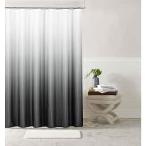 Shades Printed Fabric 3D Textured Gradient Colors Ombre Designed Fabric Shower Curtain 70" x 72" in Ombre Black