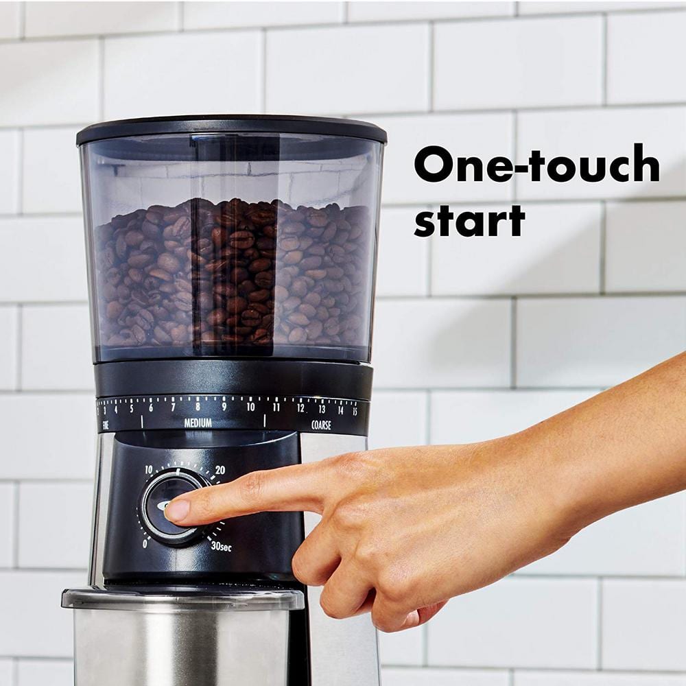 Silver Stainless Steel Conical Burr Coffee Grinder