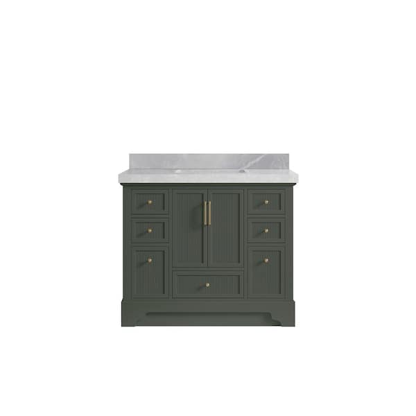 Willow Collections Alys 42 in. W x 22 in. D x 36 in. H Single Sink Bath Vanity in Pewter Green with 2 in. Pearl gray qt top