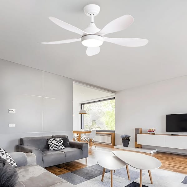 42 in. Indoor White 3 ABS Fan Blades Downrod Standard Ceiling Fan with Integrated LED and Remote Control Included