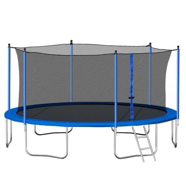 SUNRINX 14 ft. Blue Round Trampoline with Safety Enclosure MG65-21