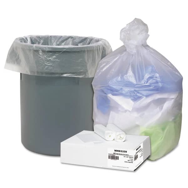 Unbranded 33 Gal. Natural Trash Bags, 11 Mic 33 in. x 40 in., 10 Rolls of 10 Bags, 100/Carton