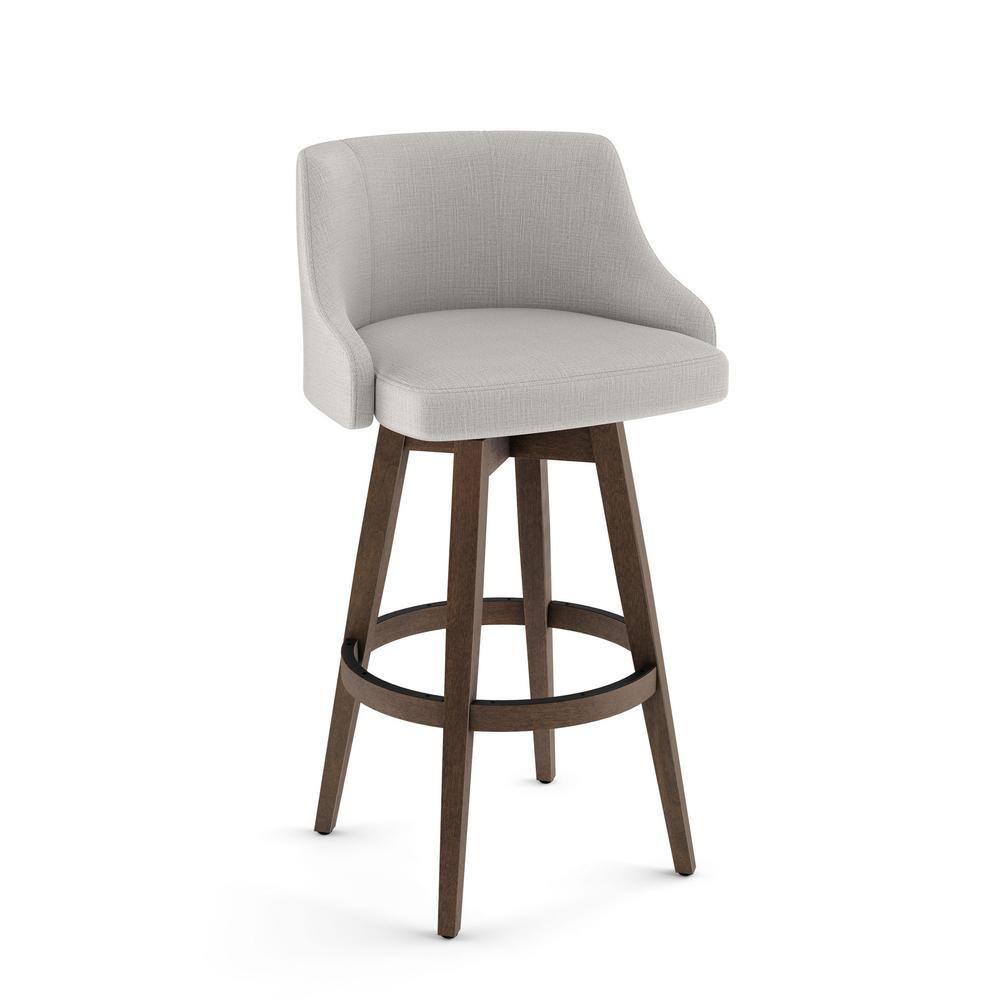 Amisco Amisco Nolan 26 In Swivel Counter Stool Pale Grey Beige Polyesterbrown Wood 44240 2838