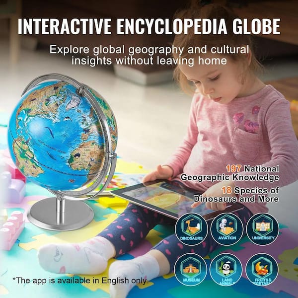 Afoxsos 13.38 in. x 10 in. Interactive AR World Globe with LED
