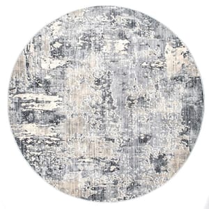 Levitan Silver 6 ft. x 6 ft. Abstract Round Area Rug