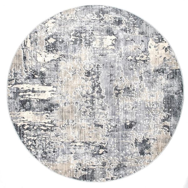 nuLOOM Levitan Silver 6 ft. x 6 ft. Abstract Round Area Rug