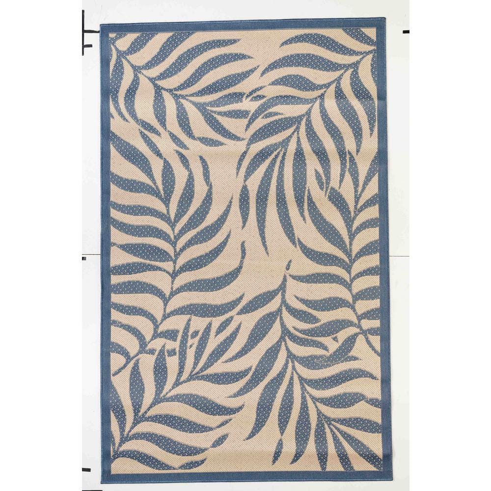 MSRUGS FW Collection Pothos Dark Blue 8 ft. x 10 ft. Botanical