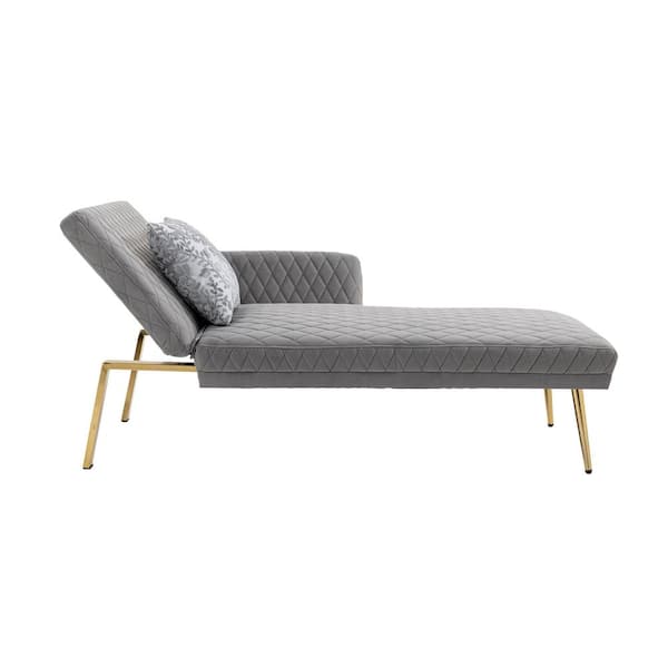 LY & S Collection 25.5 in. W Gray Velvet Twin Size Sofa Bed
