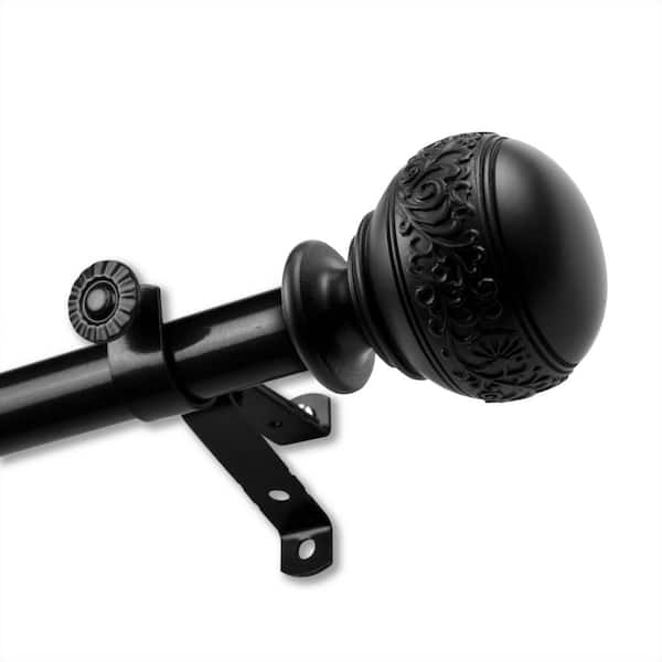 Unbranded 120 in. to 170 in. Adjustable 13/16 in. Douglas Single Curtain Rod in Black