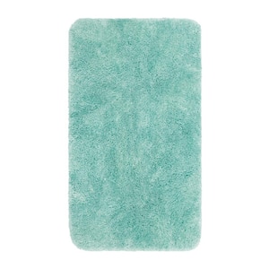 Bridgetown Plush 20 in. x 34 in. Green Solid Polyester Rectangle Machine Washable Bath Mat