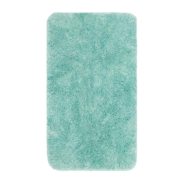 Mohawk Home Bridgetown Plush 20 in. x 34 in. Green Solid Polyester Rectangle Machine Washable Bath Mat