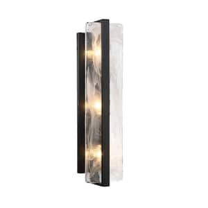 Cloud Break 3-Light Black Wall Sconce with White Swirl Glass Shade