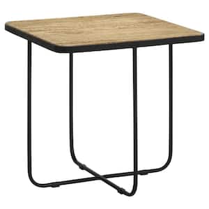 Elyna Travertine and Black 24 in. Marble Square Accent Table