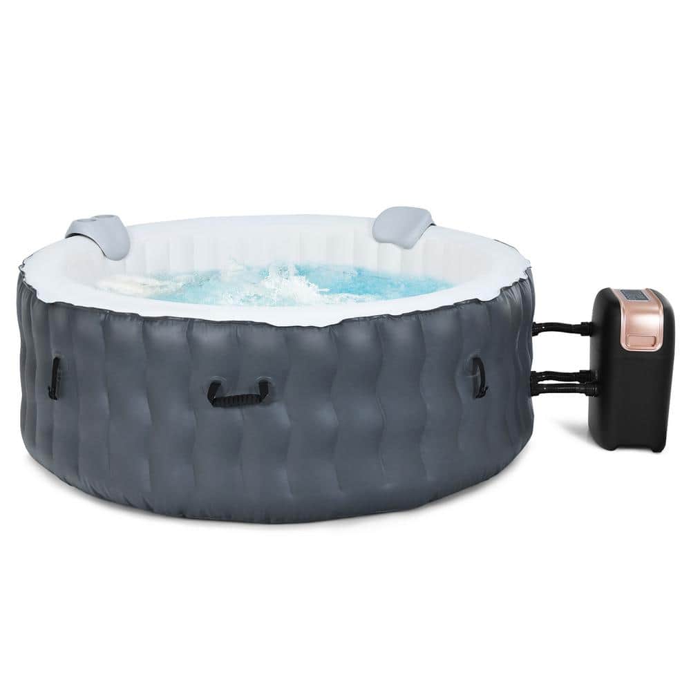 Gymax 4-Person 108-Jets Inflatable Hot Tub Spa w/Massage Bubbles Heated Spa for Patio Grey -  GYM09494