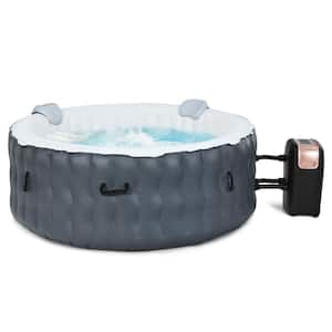 4-Person 108-Jets Inflatable Hot Tub Spa w/Massage Bubbles Heated Spa for Patio Grey