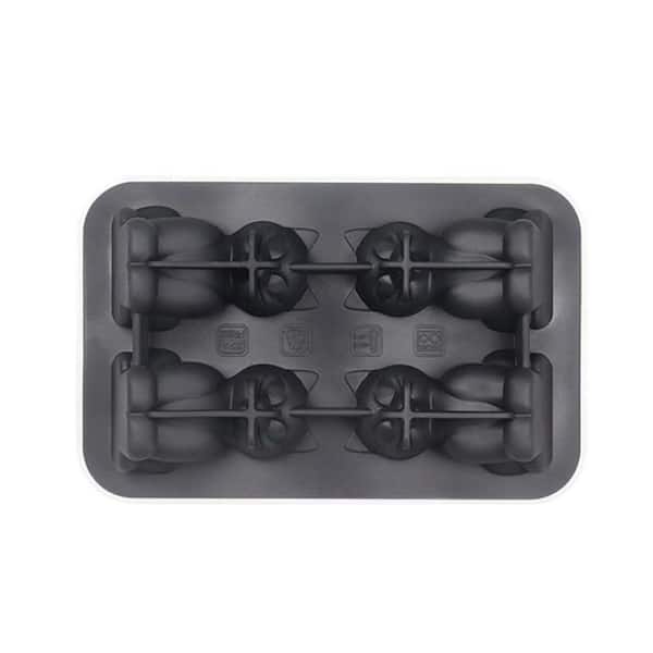 3D Style Black Cat Ice Cube Mold Silicone Fun Shapes with Funnel for Cocktails Whiskey Bar Kitchen Tray