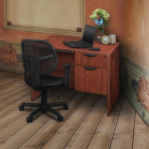 Legacy 42 in. x 24 in. Cherry Executive Desk with Single Pedestal Drawer Unit and Pencil Drawer