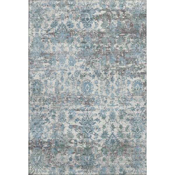 Mayfield Premium Machine Washable Abstract AMF2211 Denim 9 ft. x 12 ft. Area Rug