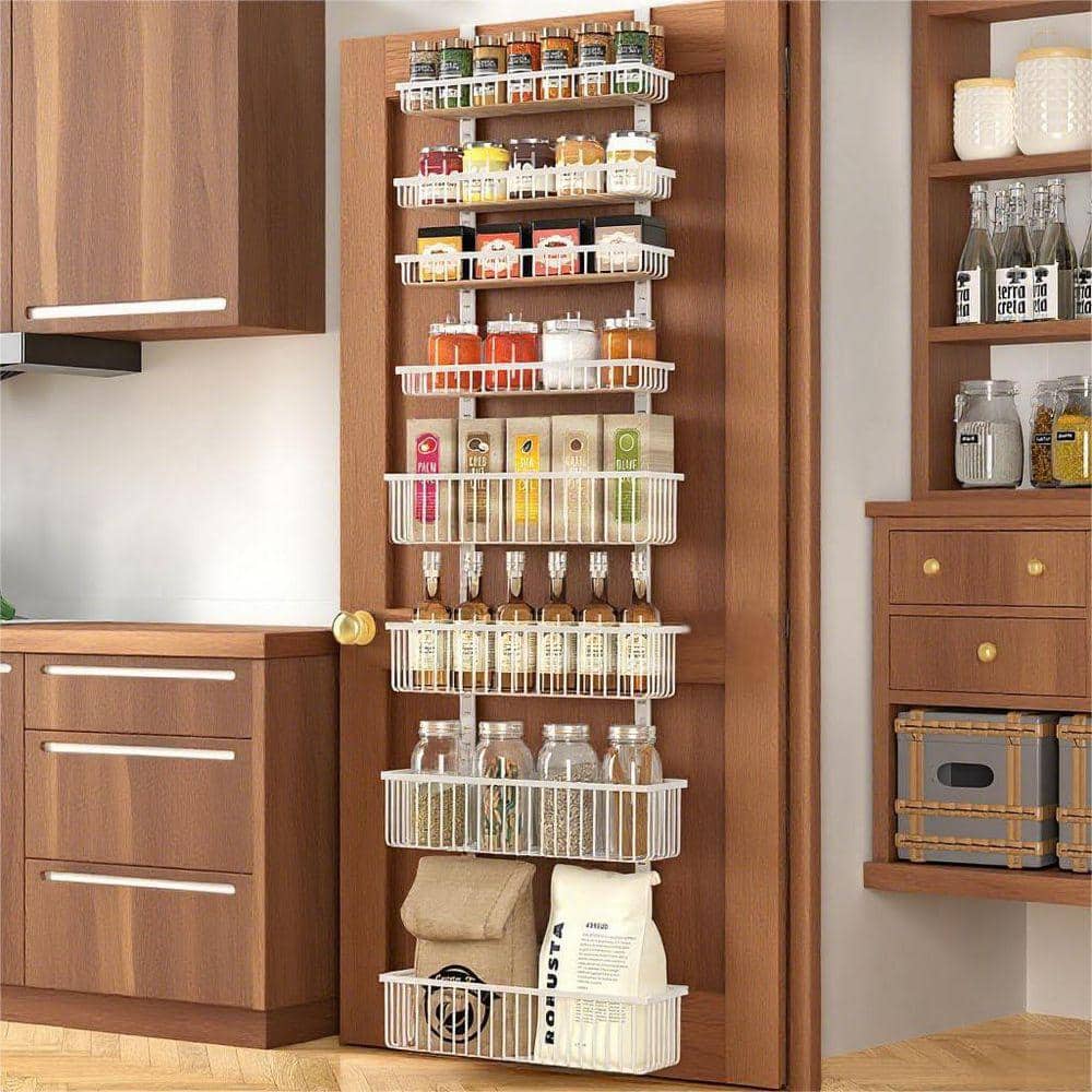 Lynzavix 8-Shelves White Over the Door Hanging Pantry Organizer