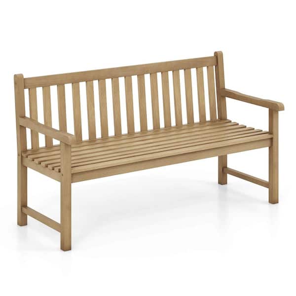Costway 3-Person Teak Wood Outdoor Bench