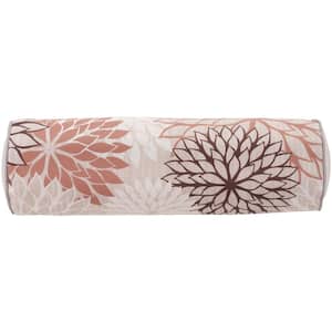 Aloha Natural Floral Stain Resistant 20 in. x 6 in. Indoor/Outdoor Bolster Throw Pillow