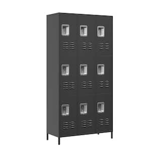 Tidoin 4-Tier Metal Wardrobe Cabinet Locker in Black with Hanging