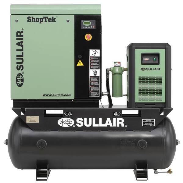 Sullair ShopTek 7.5 HP 3-Phase 208-Volt 80 gal. Stationary Electric Rotary Screw Air Compressor with Refrigerated Dryer