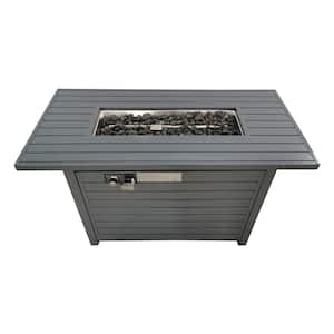 50,000 BTU 42 in. Steel Rectangle Outdoor Propane Gas Fire Pit Table with Lid