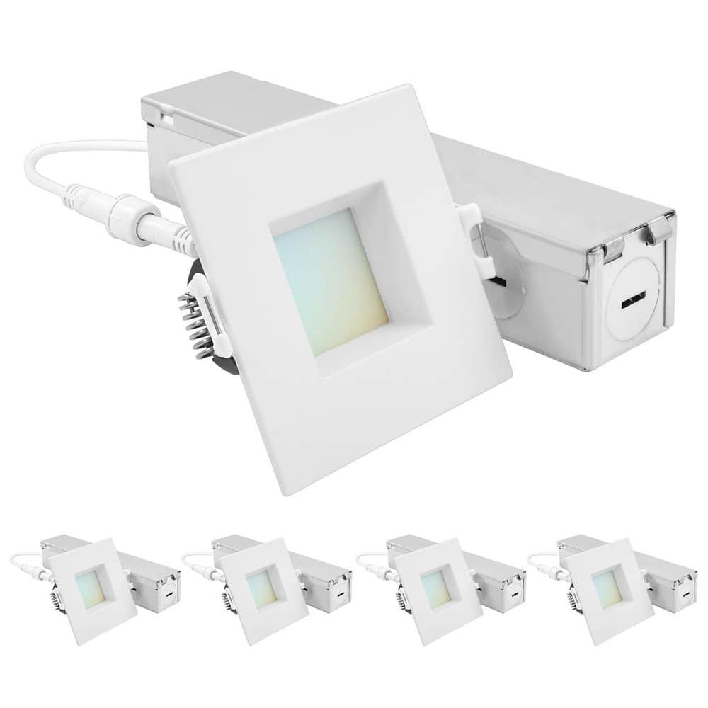 2 in. Square Integrated LED Recessed Light J-Box 8-Watt 5 CCT 660LM Dimmable Canless Downlight Wet Rated IC Rated 4-Pack price history on PriceWatchPro