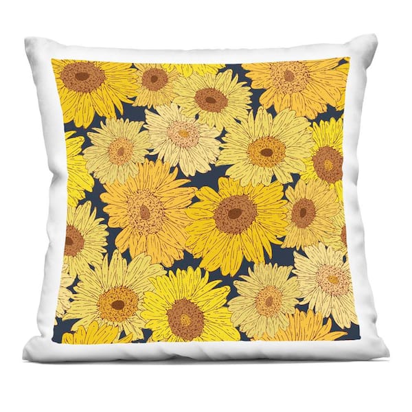 Stupell Industries Charming Country Sunflowers Pattern Yellow Abstract Polyester 18 in. X 18 in. Throw Pillow
