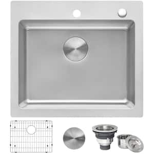 16-Gauge Stainless Steel 23 in. Single Bowl Drop-in Workstation Kitchen Sink