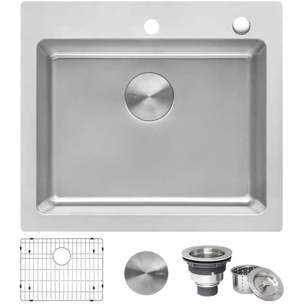 Modena 23 in. Drop-in Topmount Single Bowl 16-Gauge Stainless Steel Kitchen Sink with Gently Rounded Corners